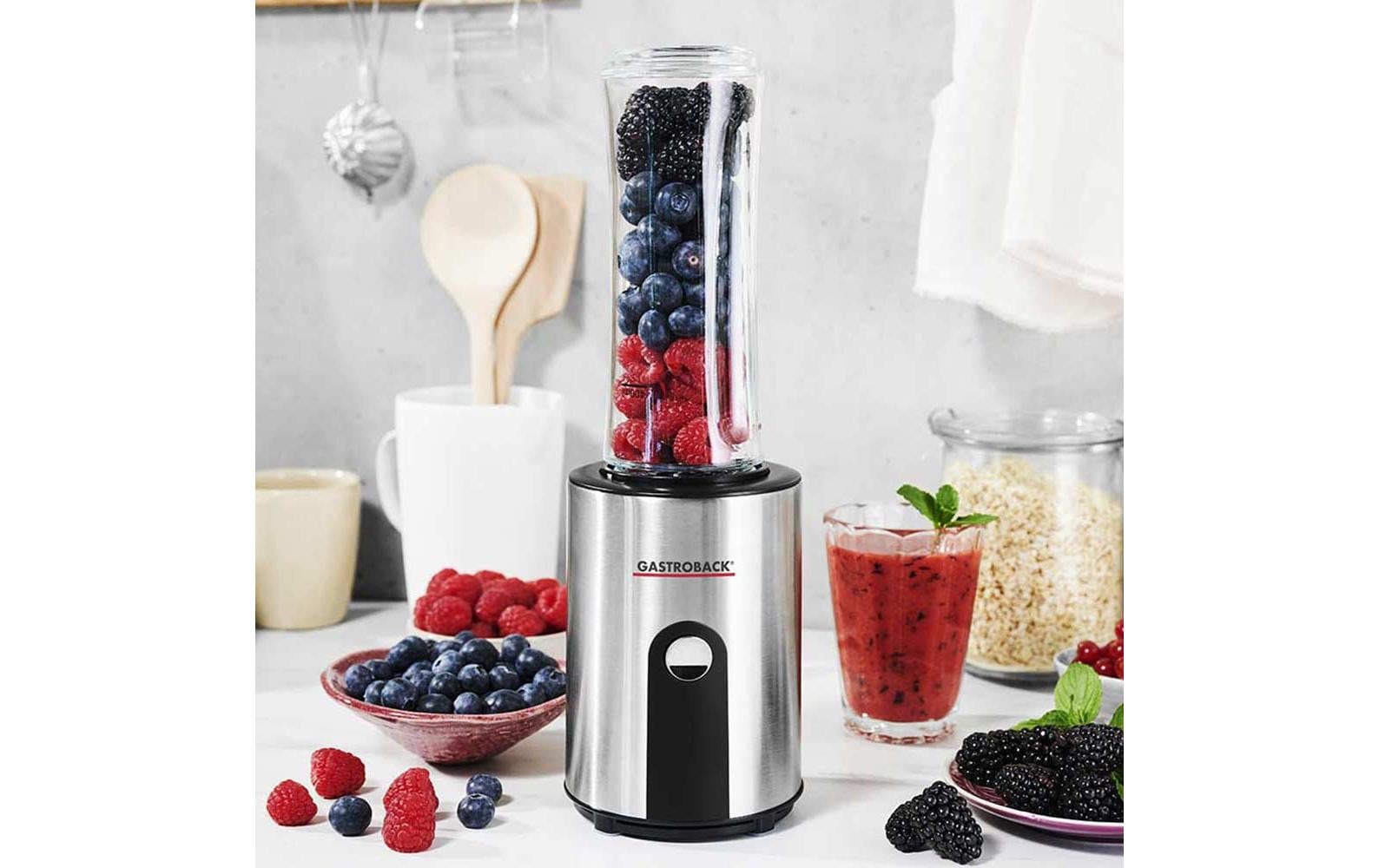 Gastroback Smoothie-Mixer 41033 – 0,6 l, 300 W, Eis-Crusher – schwarz/edelstahl