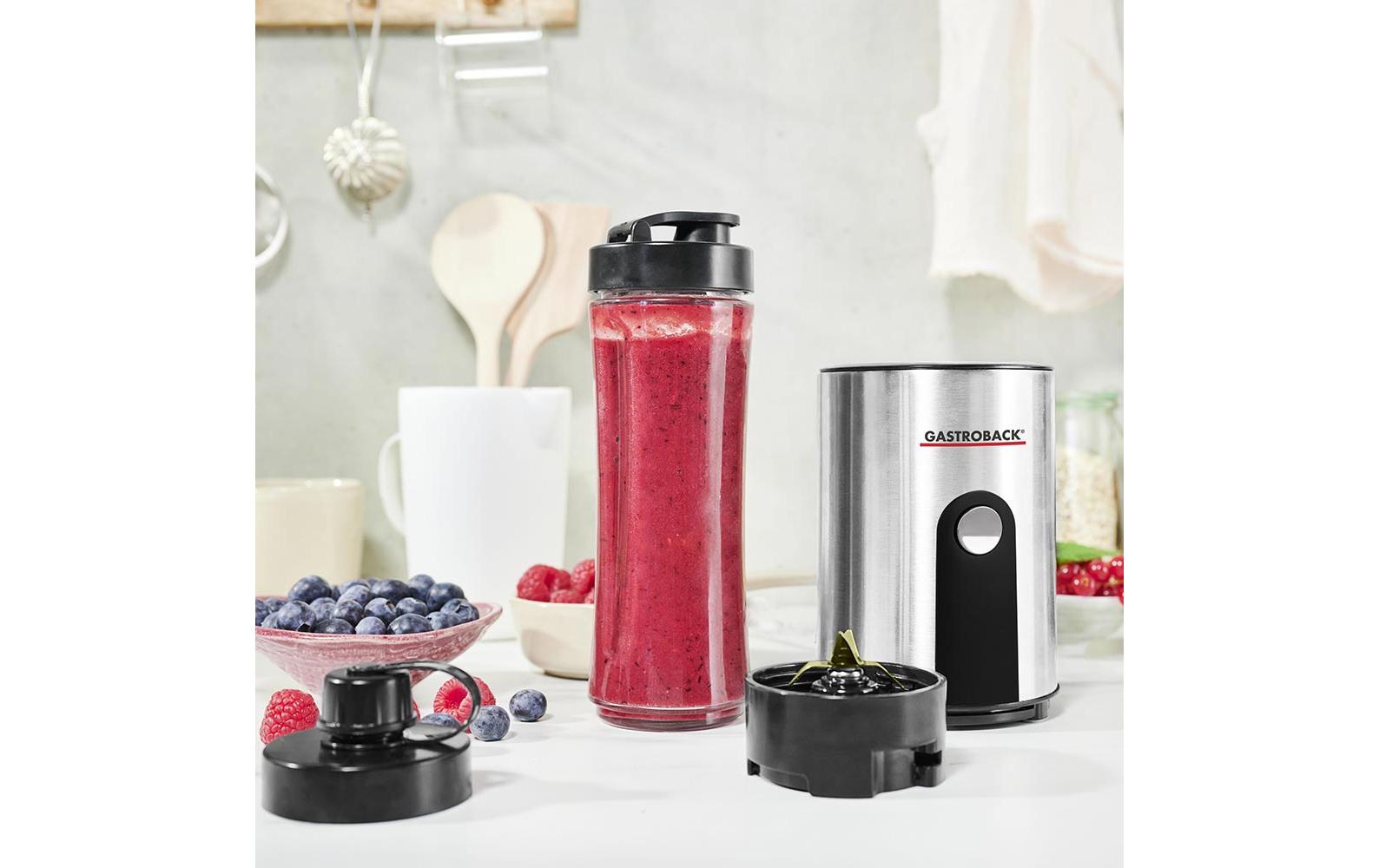 Gastroback Smoothie-Mixer 41033 – 0,6 l, 300 W, Eis-Crusher – schwarz/edelstahl