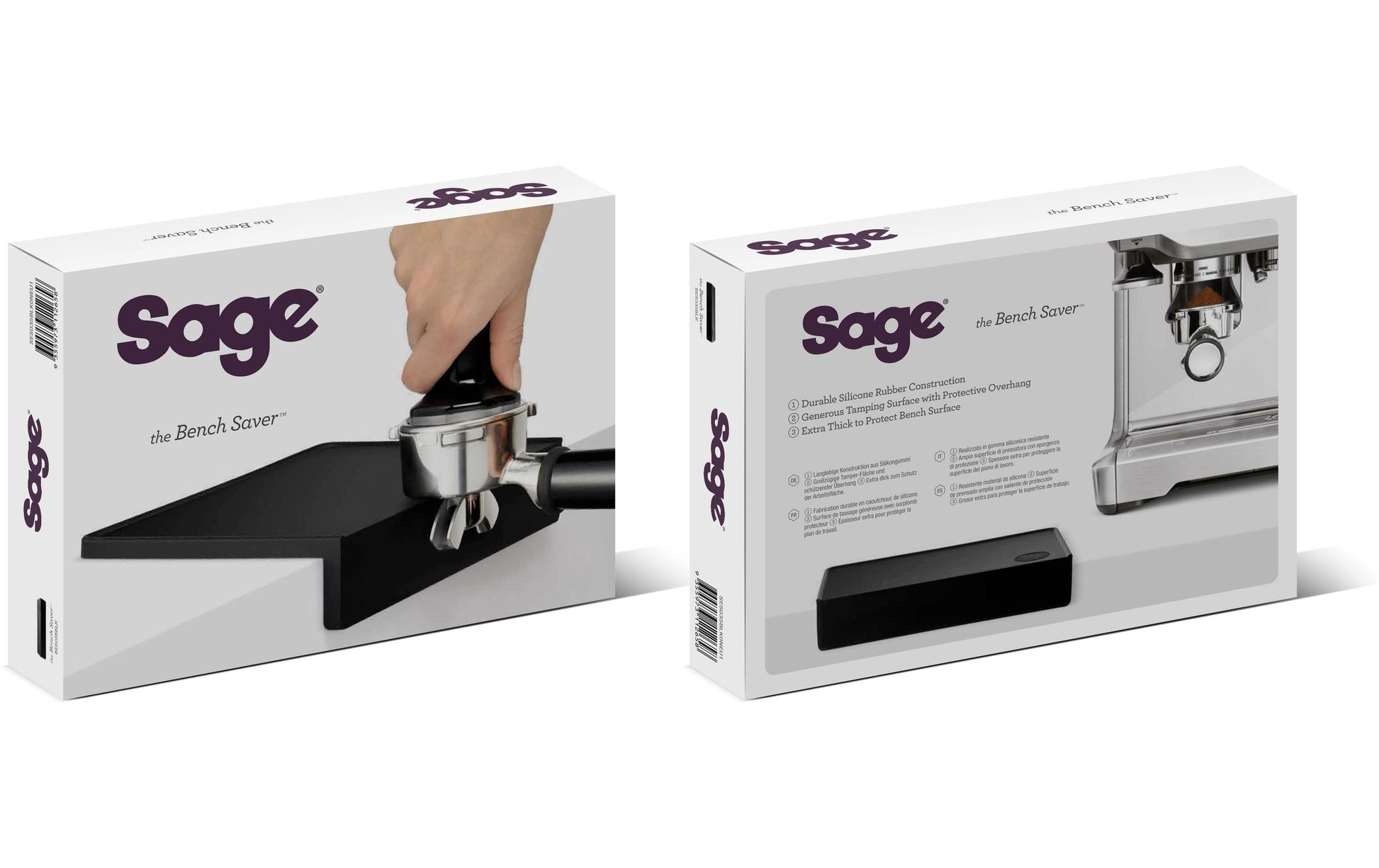 Sage Stampfer-Matte Bench Saver – 16,5 × 29 × 4,5 cm, Silikon, Schwarz, für Siebträgermaschinen