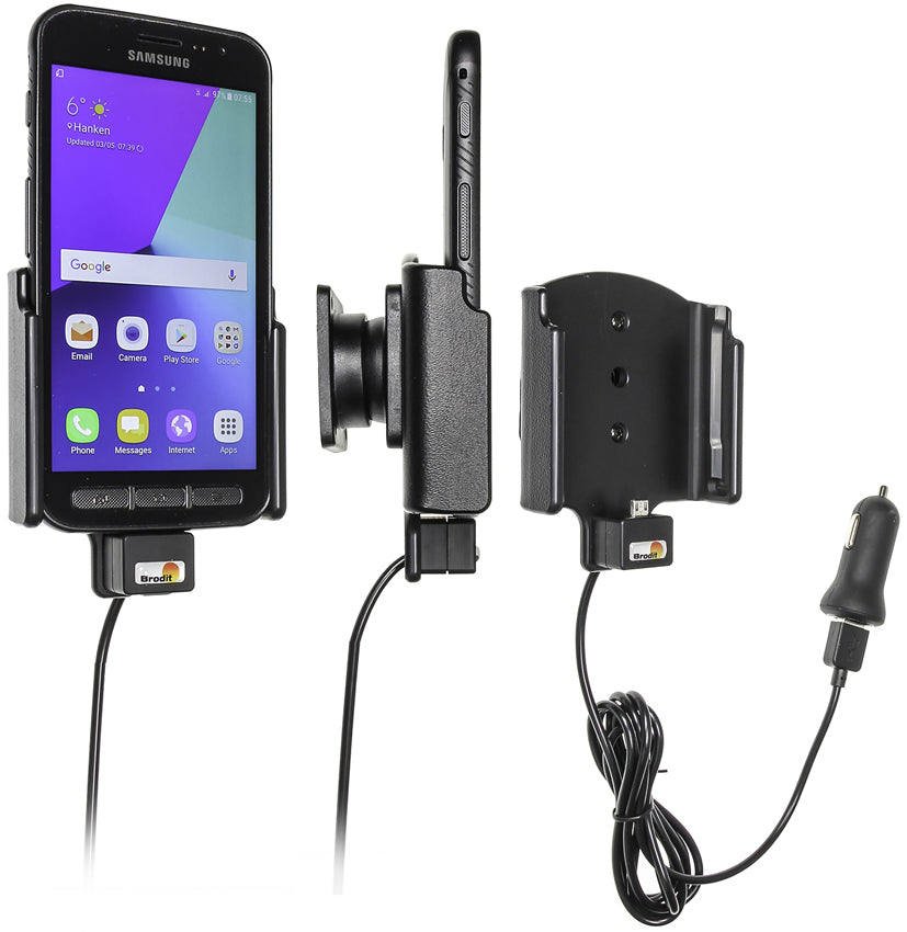 Brodit Active – Auto-Ladegerät – Zigarettenanzünder, Klemmhalterung – für Samsung Galaxy Xcover 4 – Schwarz