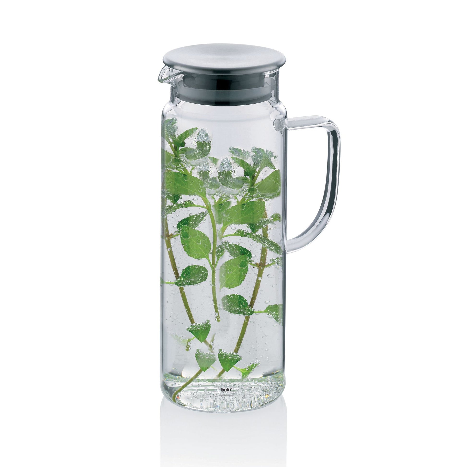 Kela Karaffe – 1,6 l, Ø 9,5 cm, H 26,0 cm, Borosilikatglas, Transparent, mit Deckel