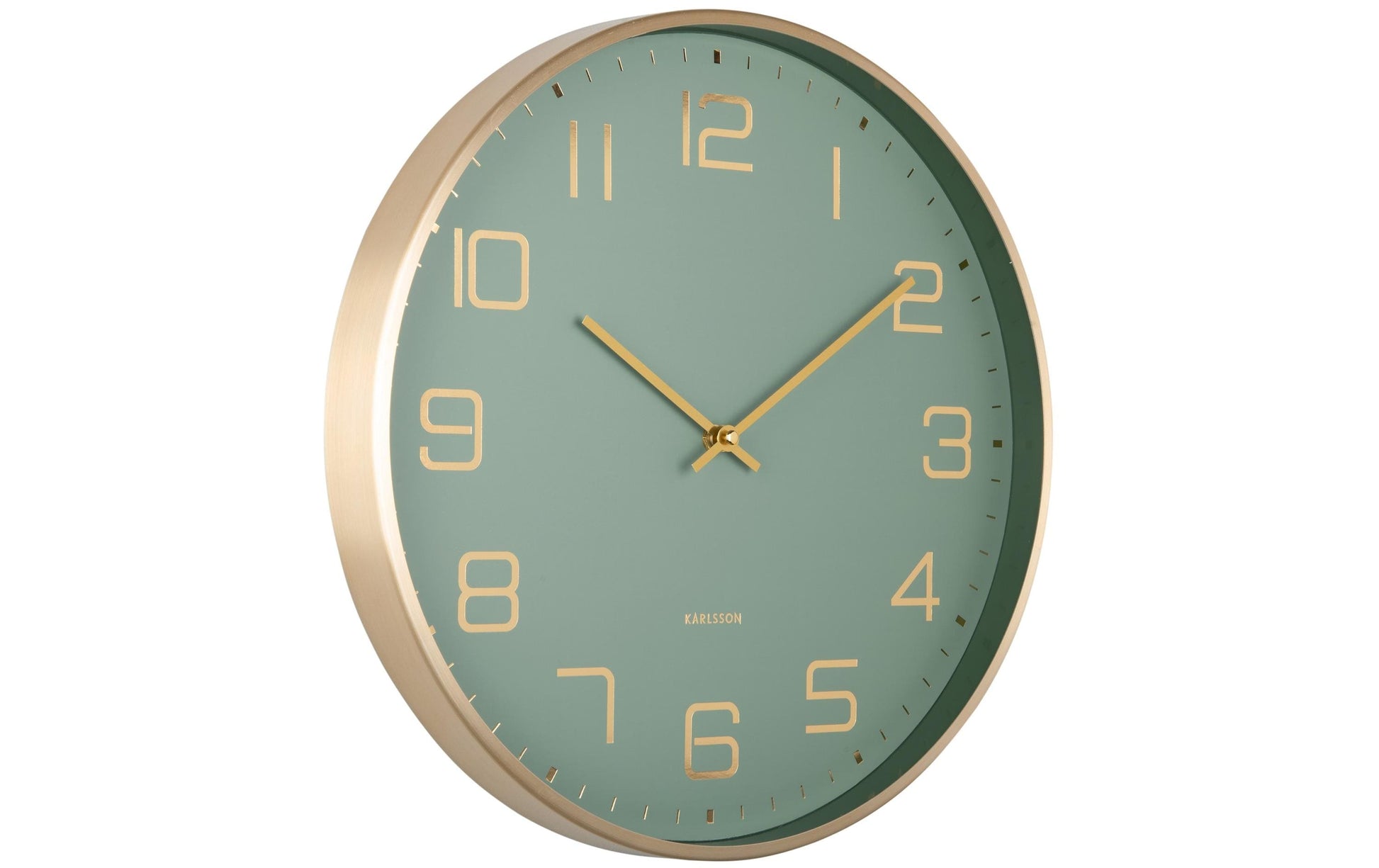 Karlsson Wanduhr Elegance Glow – Ø 40 cm, grün, Aluminium