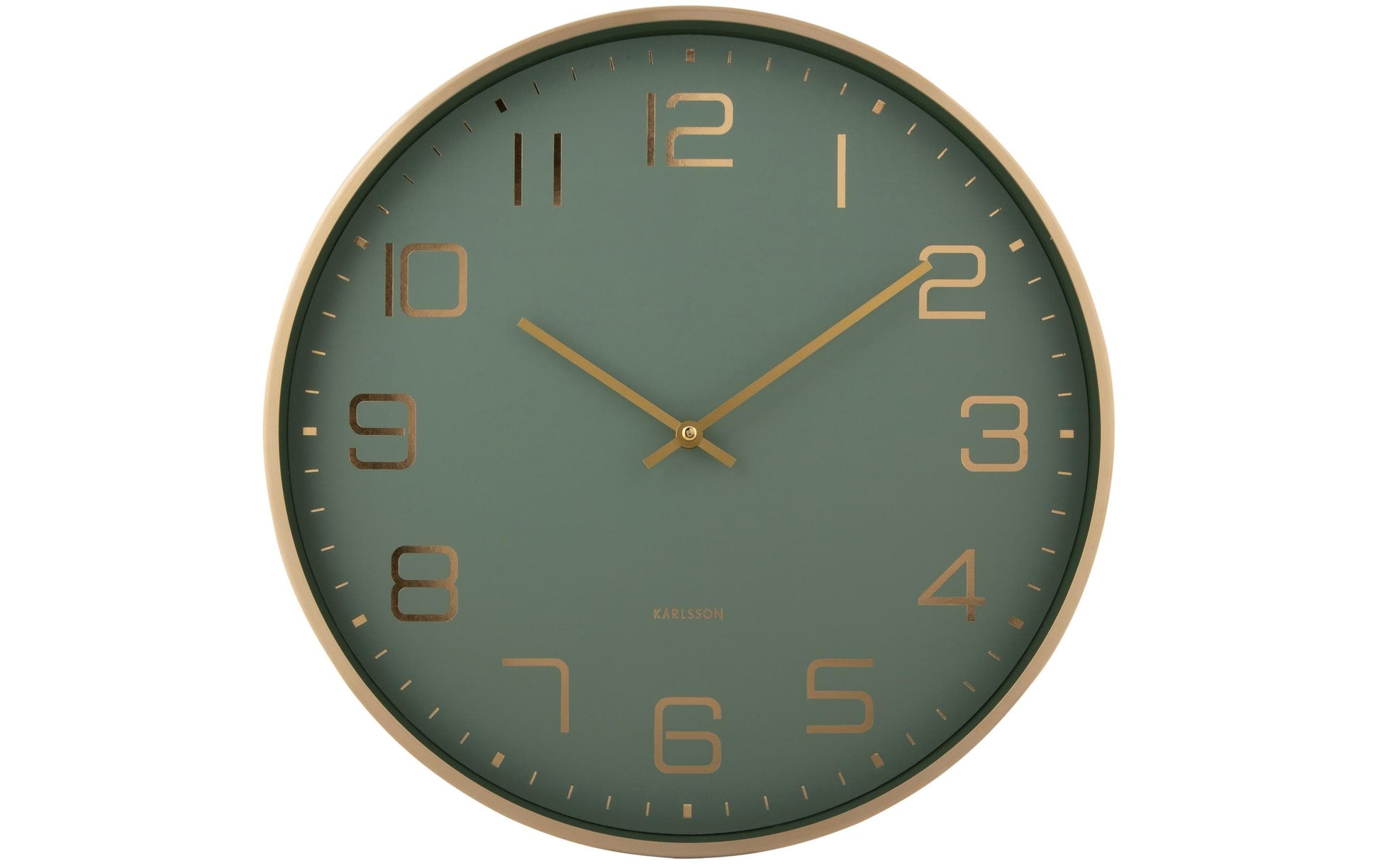 Karlsson Wanduhr Elegance Glow – Ø 40 cm, grün, Aluminium