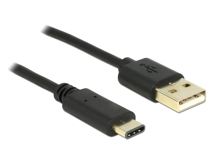 DeLOCK USB-A auf USB-C Kabel – USB 2.0 (480 Mbit/s) – 2 m – Schwarz