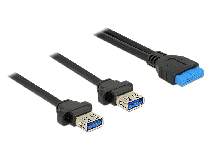 DeLOCK USB-Adapter Pinheader auf USB-A (Buchse) – USB 3.2 Gen 1 (5 Gbit/s) – Verschraubbar – Schwarz