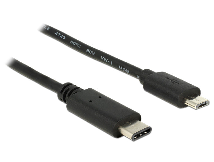 DeLOCK USB-C auf Micro-USB-B Kabel – USB 2.0 (480 Mbit/s) – 0,5 m – Schwarz