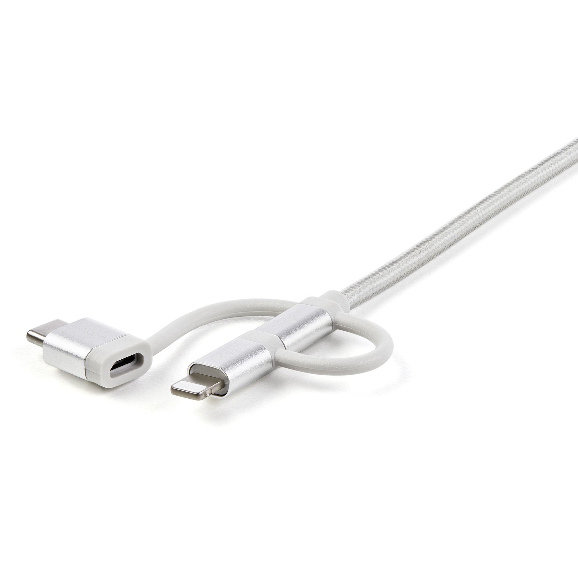 StarTech.com Multi-Kabel – 3-in-1 USB-A auf USB-C/Micro-USB/Lightning 1 m, Silber – für iPhone/Android
