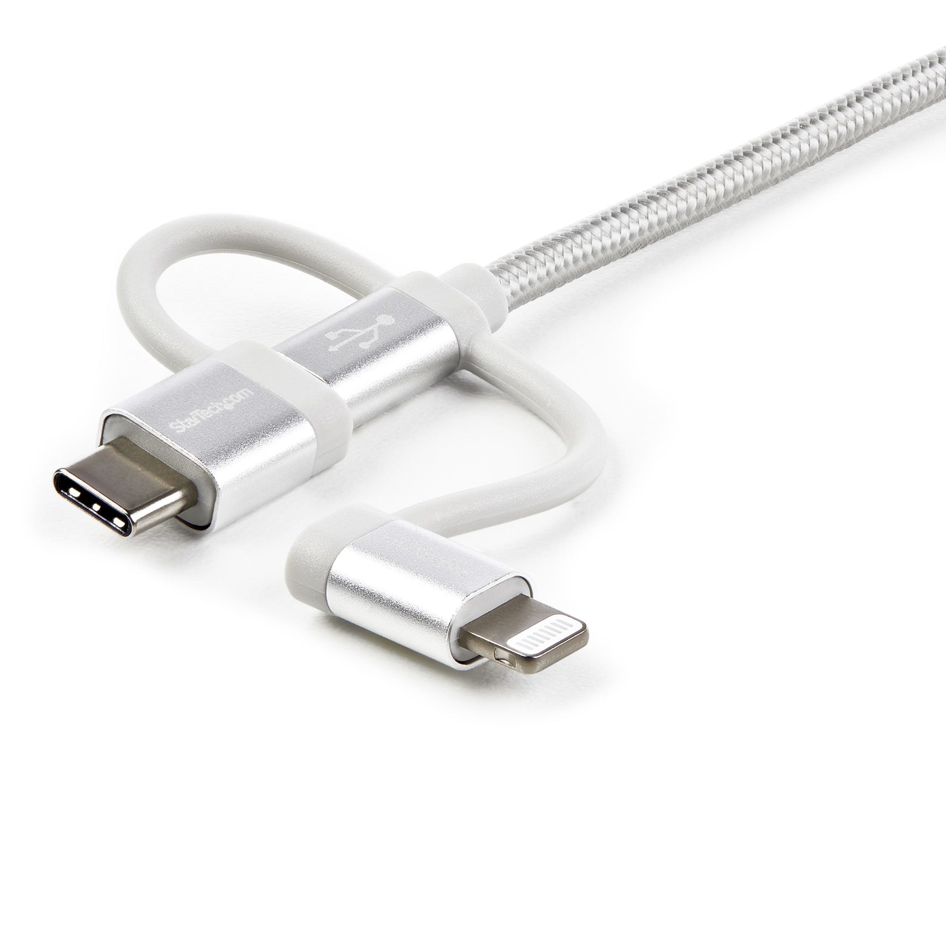 StarTech.com Multi-Kabel – 3-in-1 USB-A auf USB-C/Micro-USB/Lightning 1 m, Silber – für iPhone/Android