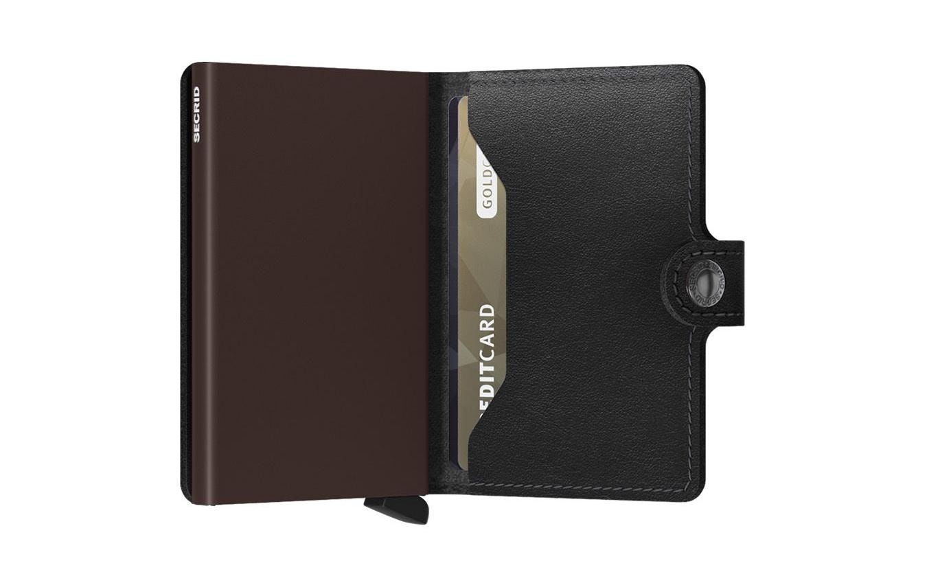 Secrid Kartenetui Miniwallet – RFID-Schutz – 65 × 102 × 21 mm – Leder – Schwarz/Braun