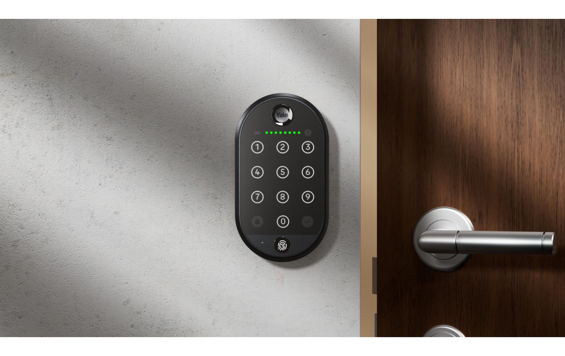 Yale Smart Keypad 2 Zugangskontrollleser – Fingerabdruck, Tastenfeld, BT, IP55, Batteriebetrieb, Wandmontage, Schwarz