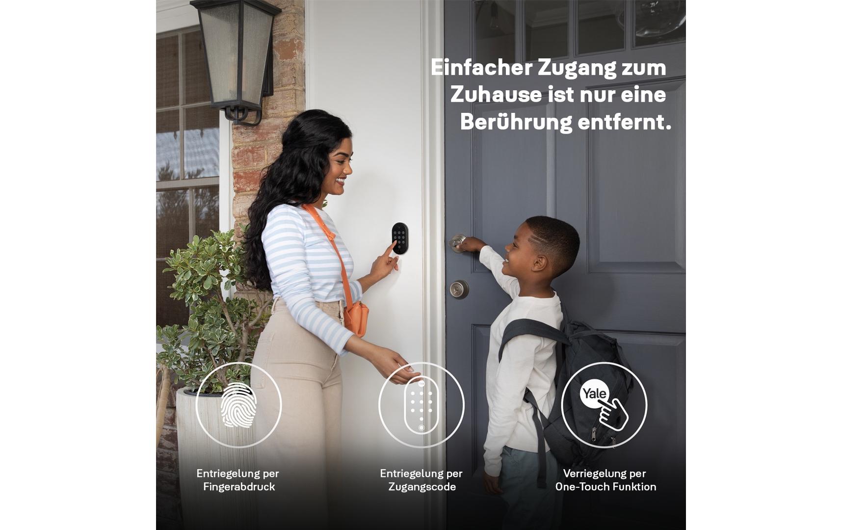 Yale Smart Keypad 2 Zugangskontrollleser – Fingerabdruck, Tastenfeld, BT, IP55, Batteriebetrieb, Wandmontage, Schwarz
