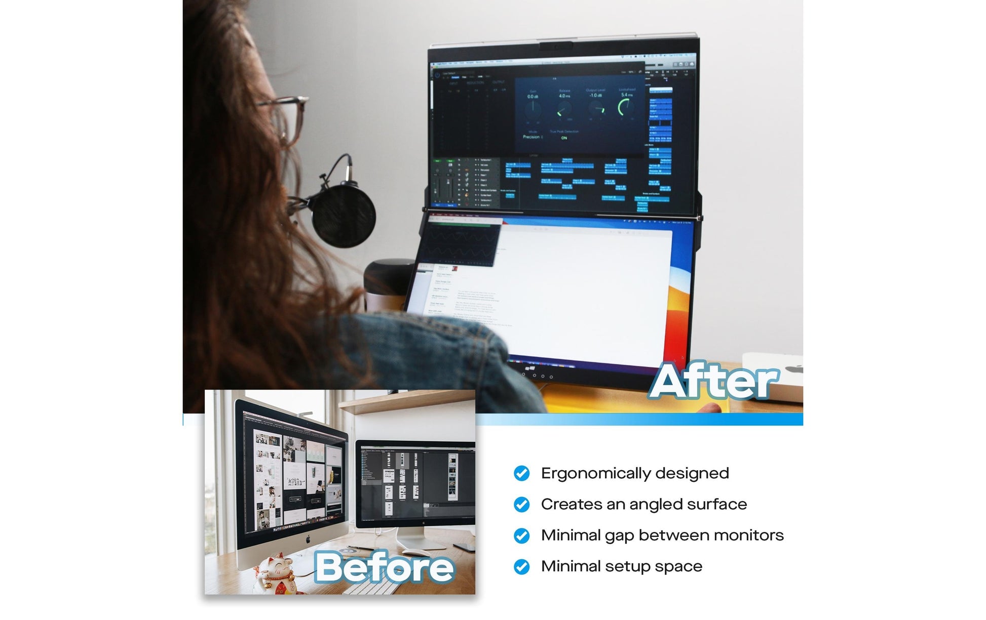 Mobile Pixels Geminos (FHD) 24 – Monitor, 24", 250 cd/m², Webcam, 2× USB-C, 2× HDMI, Lautsprecher, Schwarz