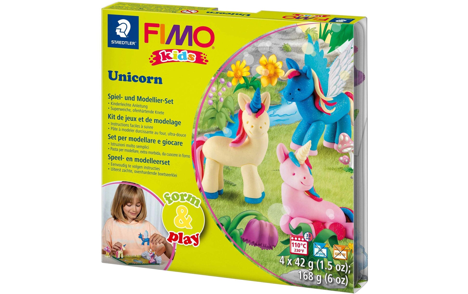 Staedtler Fimo Kids – Modelliermasse-Set – Einhorn – 168 g – ofenhärtend – mehrfarbig – 8034 19 LY