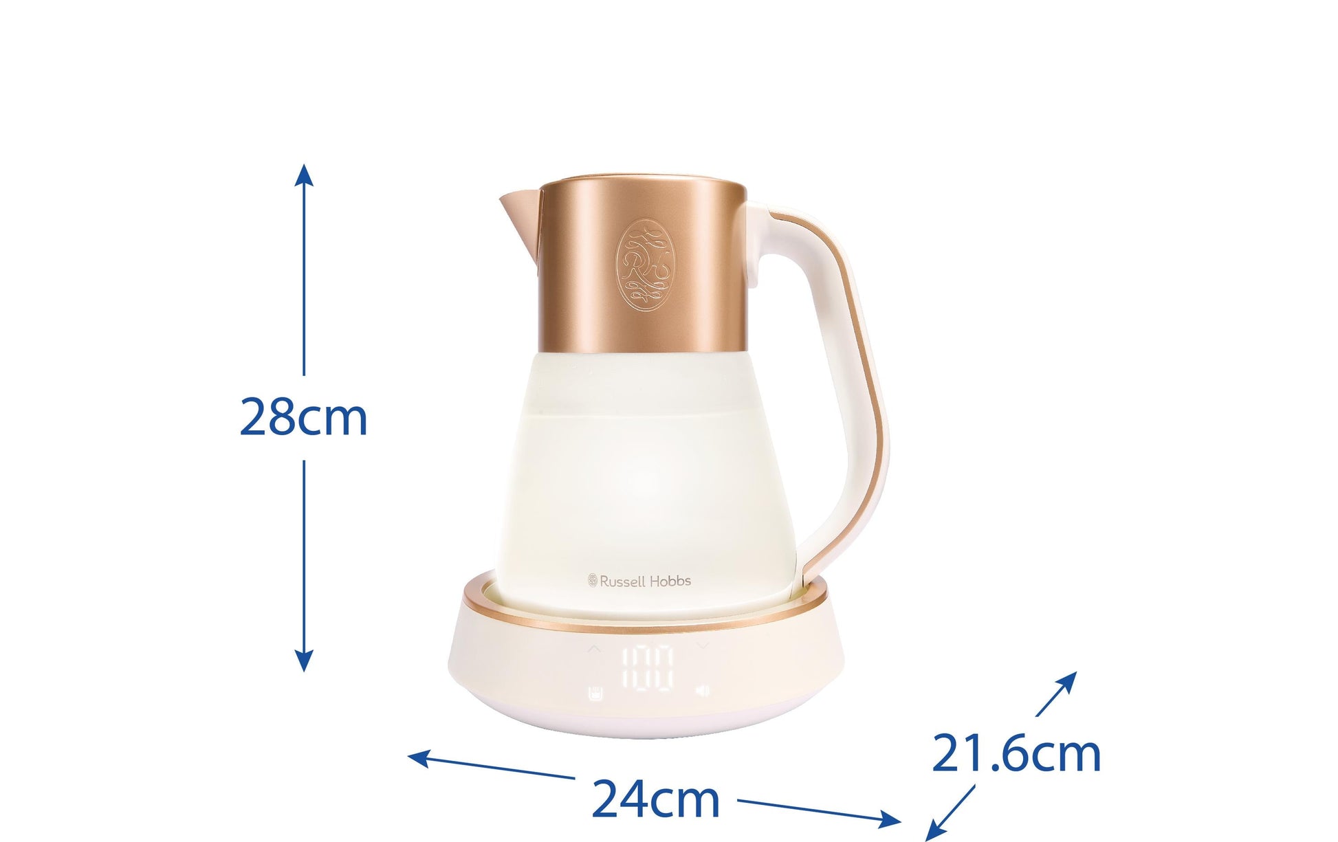 Russell Hobbs Wasserkocher – 1,7 l, mit Temperaturwahl, Warmhaltefunktion, Glas, Weiss, 27450-70