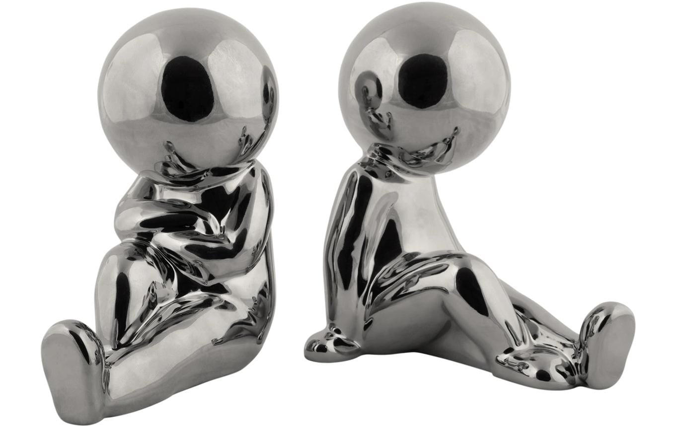 present time Joey Ablageschale – Keramik – Silber – 109 × 172 mm – 2 Stück