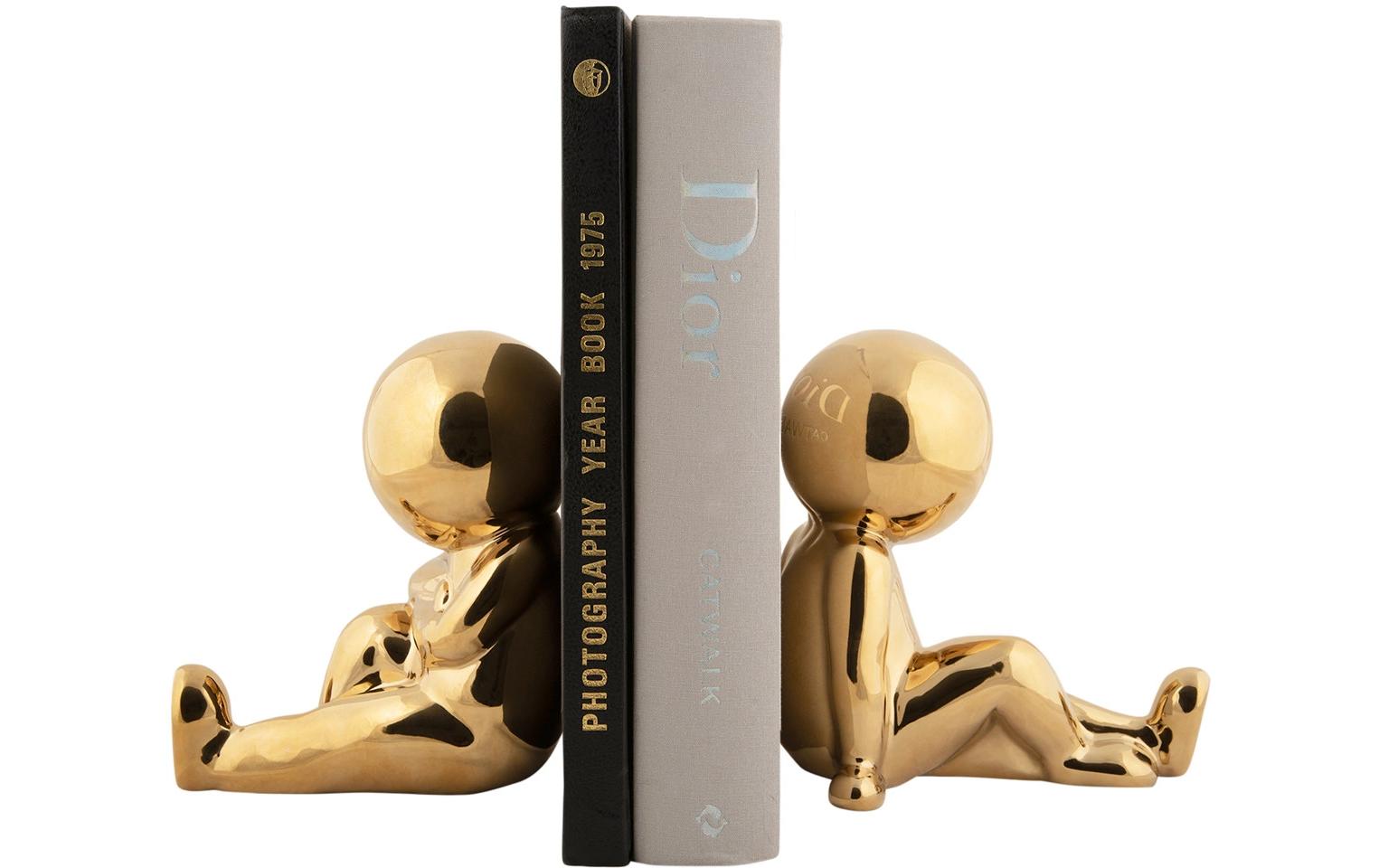 present time Bücherstütze – Keramik – Gold – 109 × 172 mm – 2 Stück