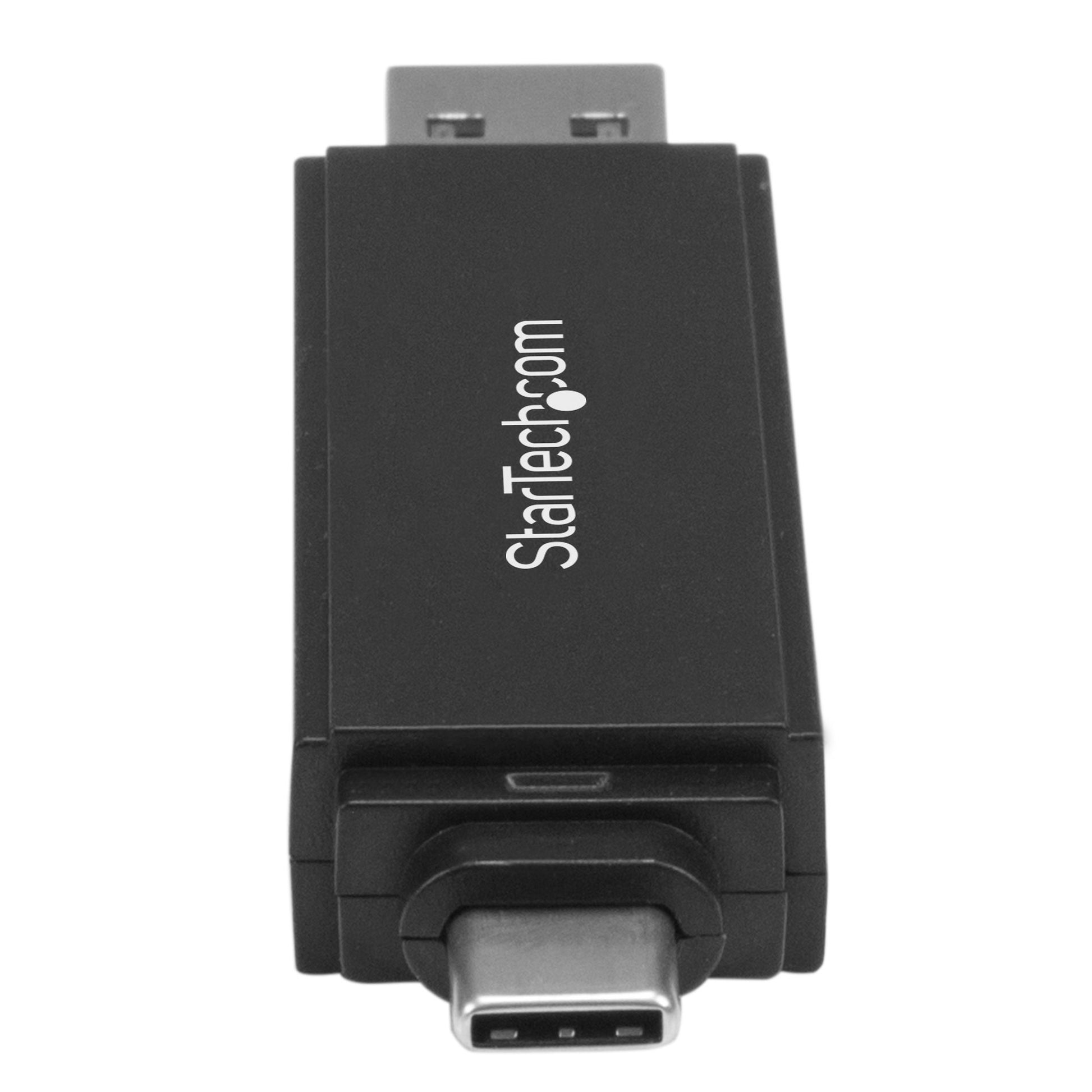 StarTech.com USB-Kartenleser Type-A/Type-C – SD/microSD – USB 3.2 Gen 1 (5 Gbit/s) – LED-Anzeigen – Schwarz