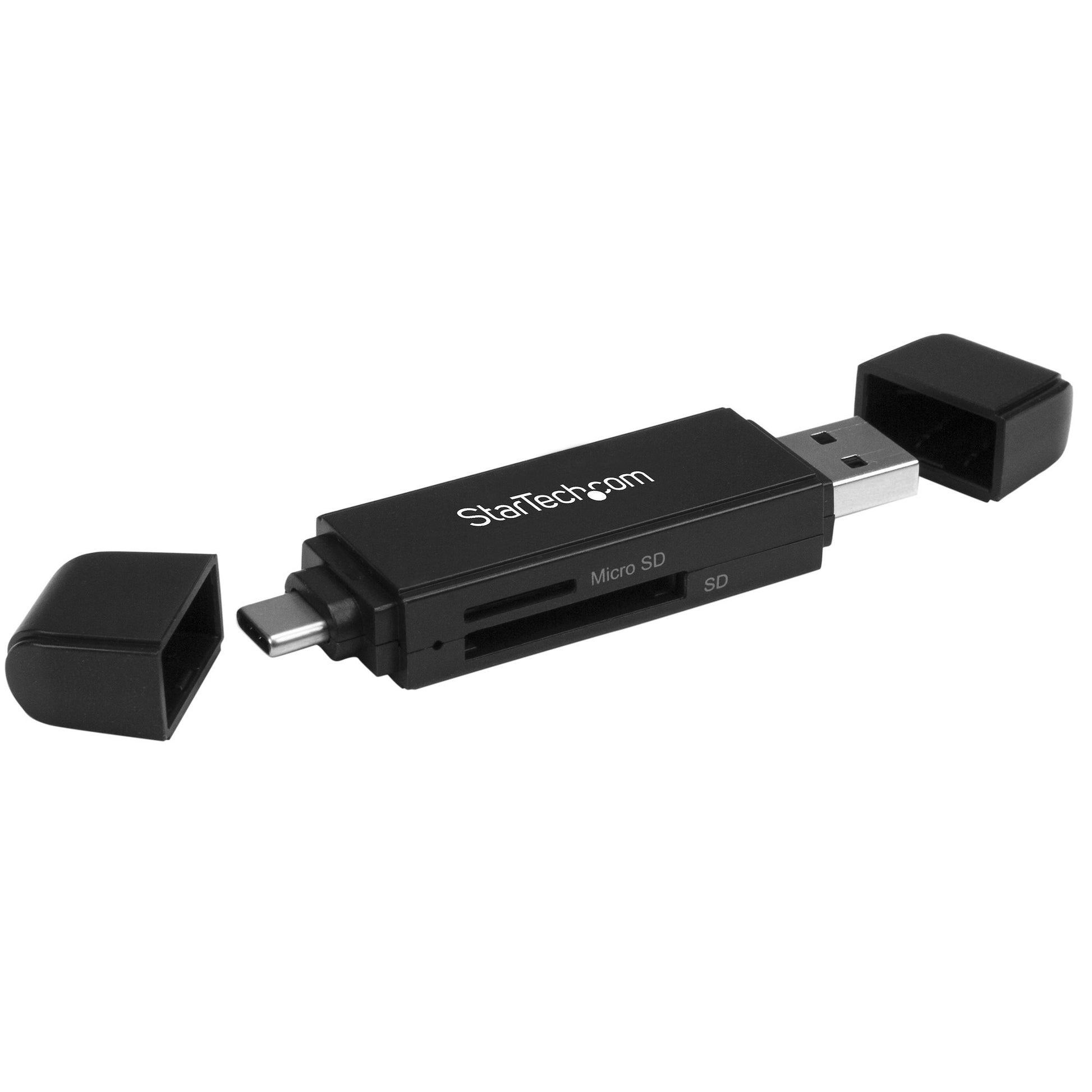 StarTech.com USB-Kartenleser Type-A/Type-C – SD/microSD – USB 3.2 Gen 1 (5 Gbit/s) – LED-Anzeigen – Schwarz