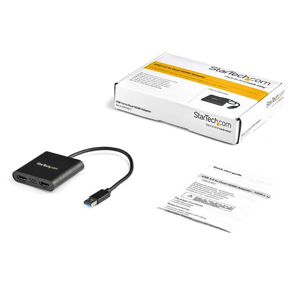 StarTech.com USB-A zu 2× HDMI Adapter – 4K (3840 × 2160) @ 30 Hz + 1080p, USB 3.2 Gen 1, für Windows