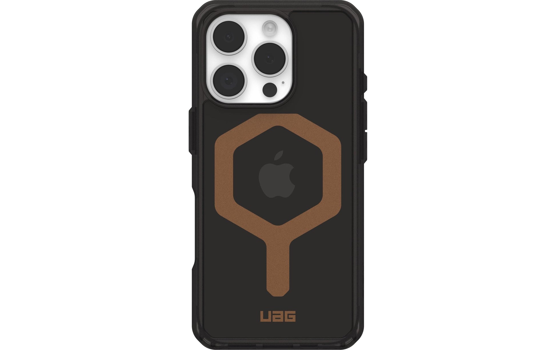 Urban Armor Gear Backcover Plyo – für Apple iPhone 16 Pro – schwarz/bronze – TPU – MagSafe-kompatibel