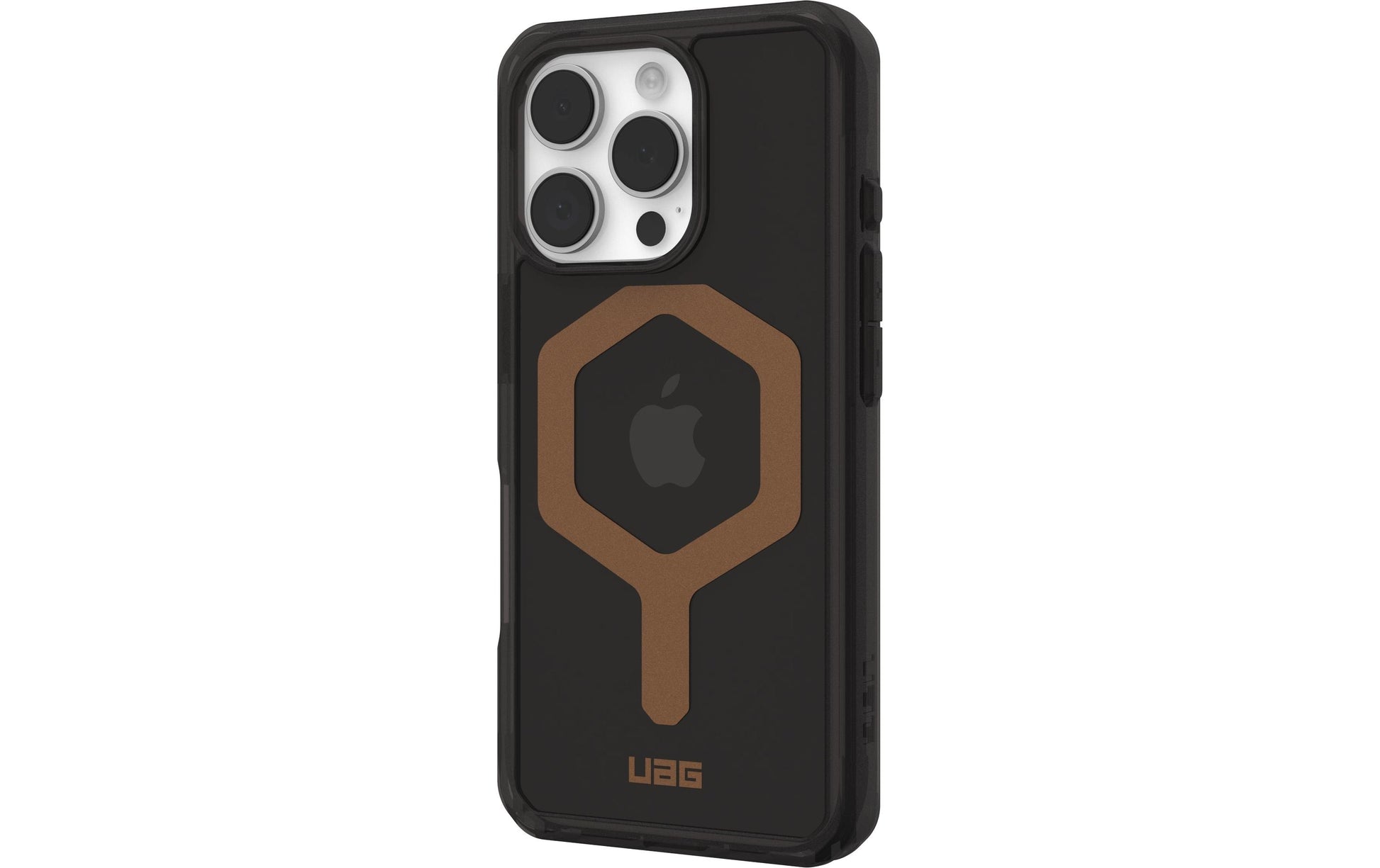 Urban Armor Gear Backcover Plyo – für Apple iPhone 16 Pro – schwarz/bronze – TPU – MagSafe-kompatibel