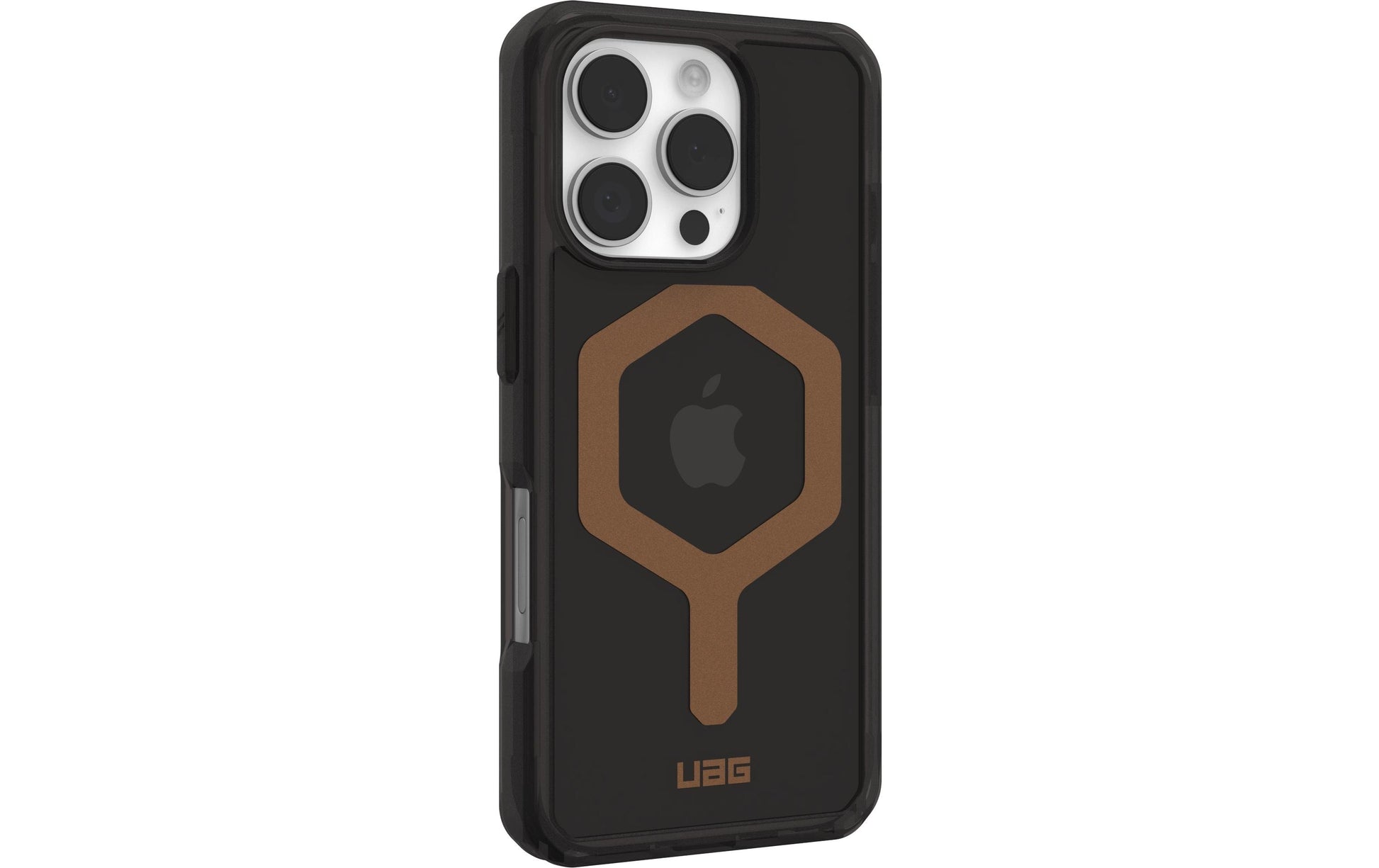 Urban Armor Gear Backcover Plyo – für Apple iPhone 16 Pro – schwarz/bronze – TPU – MagSafe-kompatibel