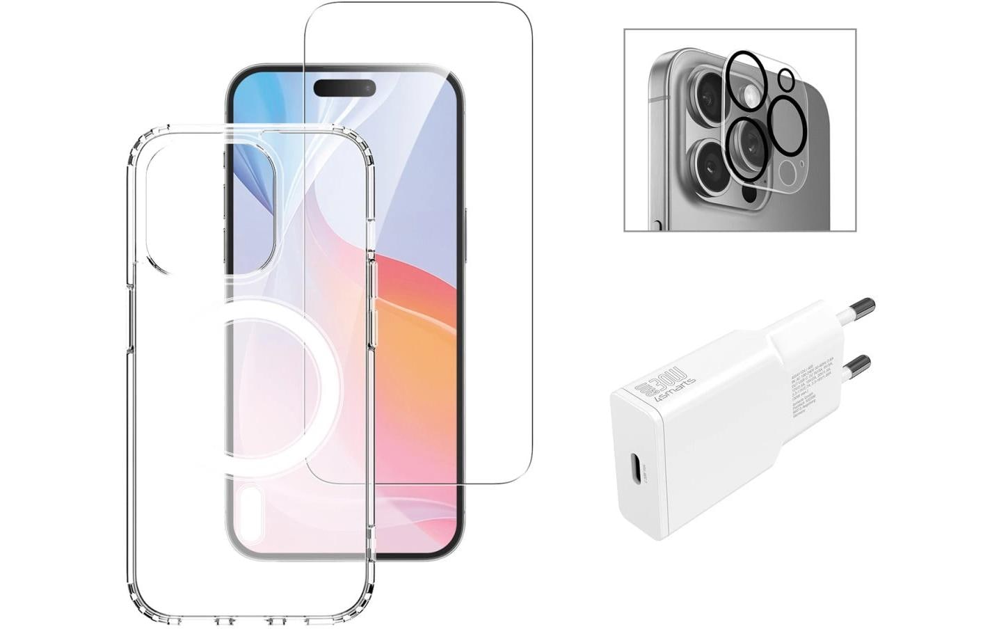 4smarts Backcover – für Apple iPhone 16 Pro Max, MagSafe, Gehärtetes Glas+TPU, Transparent