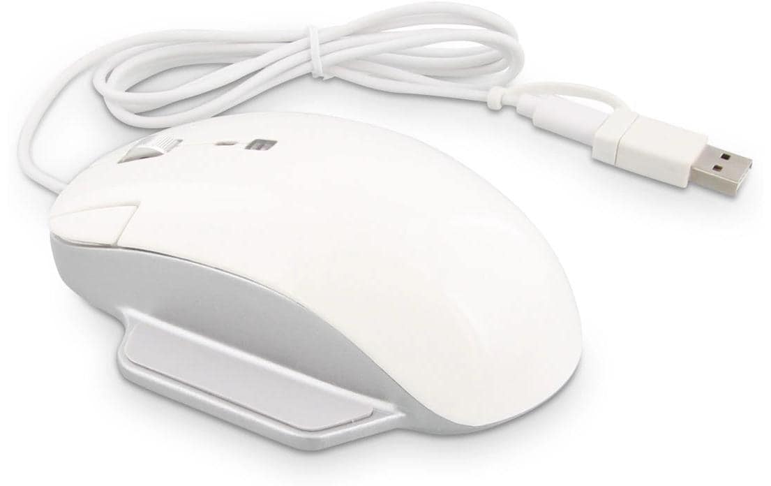 LMP Elite Pro – Maus – Kabelgebunden (USB-C), 6400 DPI, Rechtshänder, Weiss/Silber
