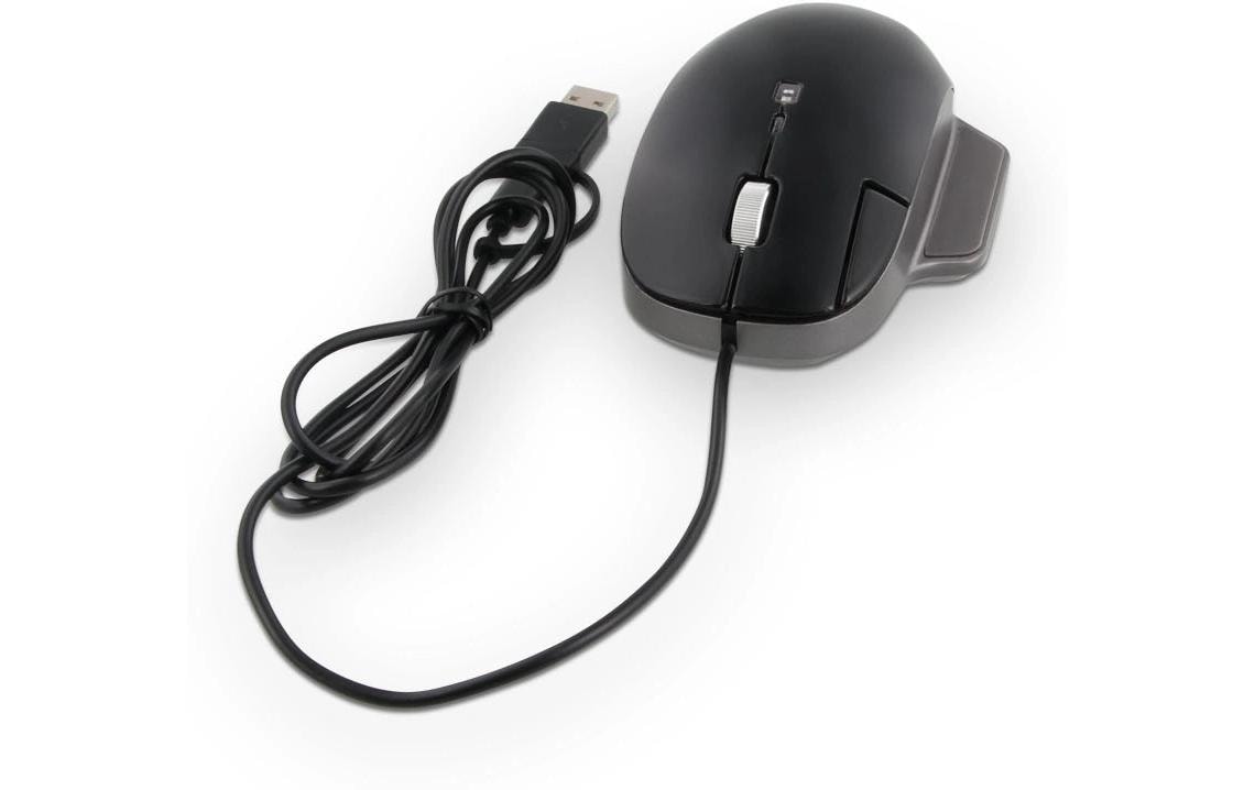 LMP Elite Pro Alu Design Maus – kabelgebunden, USB-C, für Rechtshänder, umschaltbare DPI, schwarz/grau