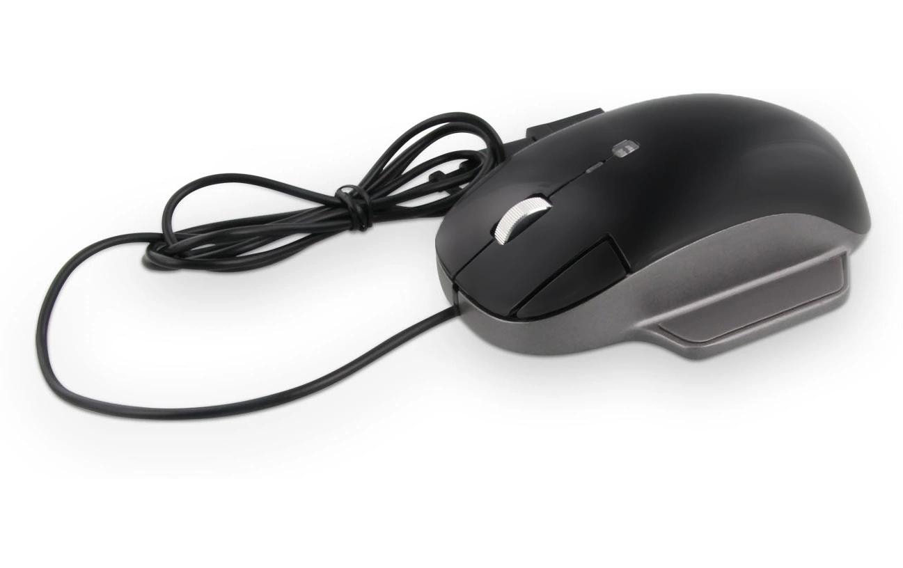LMP Elite Pro Alu Design Maus – kabelgebunden, USB-C, für Rechtshänder, umschaltbare DPI, schwarz/grau