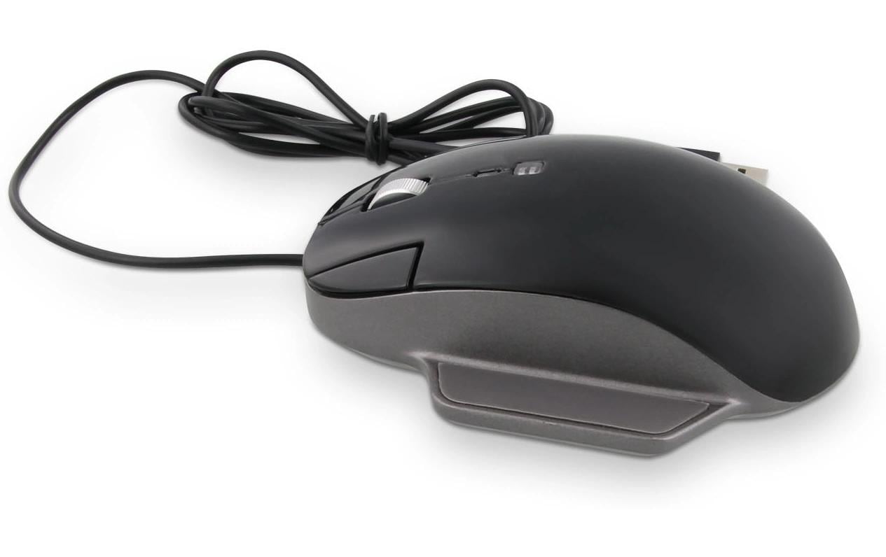 LMP Elite Pro Alu Design Maus – kabelgebunden, USB-C, für Rechtshänder, umschaltbare DPI, schwarz/grau