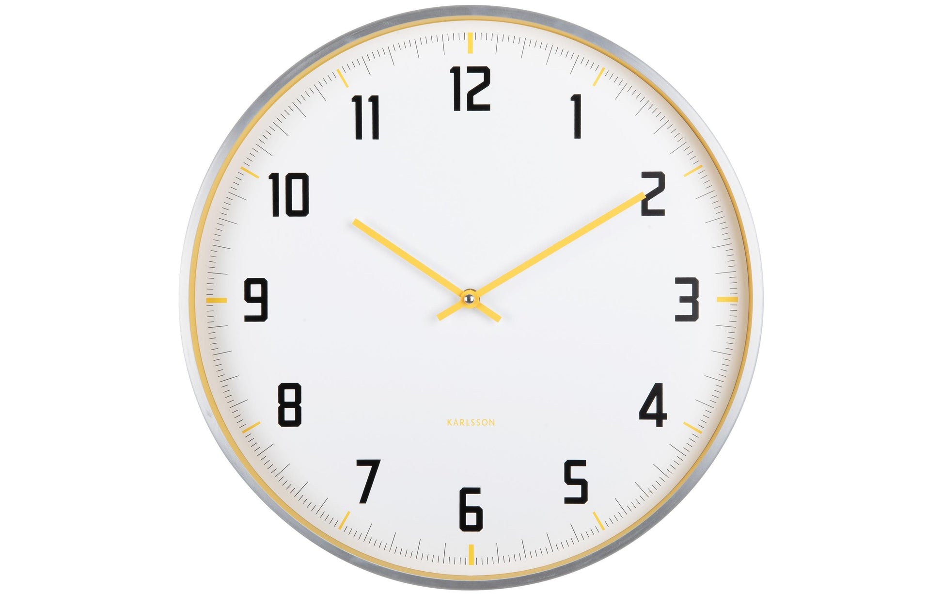 Karlsson Wanduhr Sporty – Ø 40 cm, gelb, Aluminium