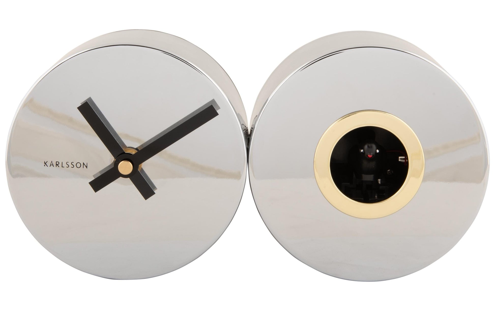Karlsson Wanduhr Duo Cuckoo, silber, Metall