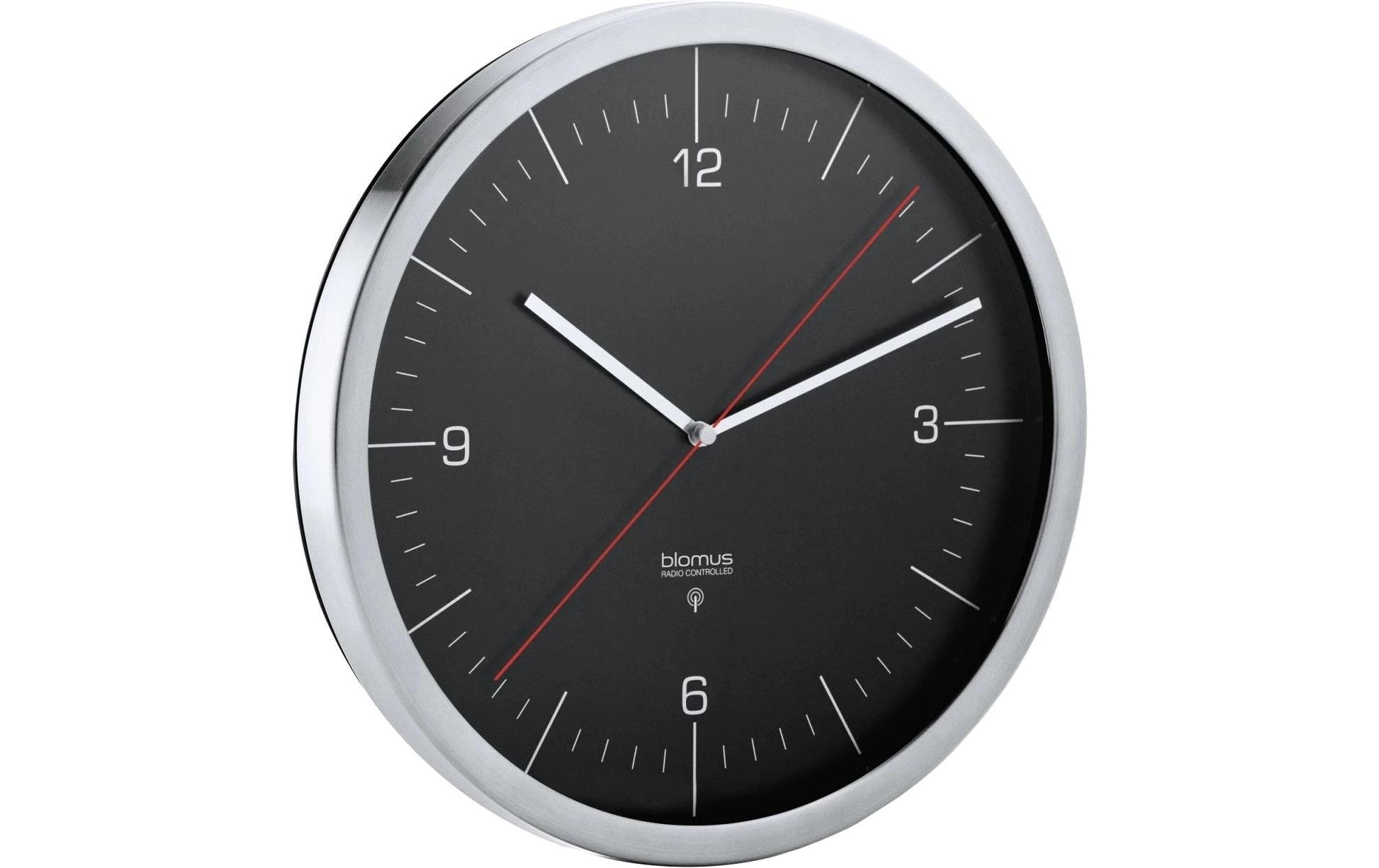 Blomus Wanduhr CRONO M – Funk – Ø 24 cm, Schwarz, Metall, Lautlos