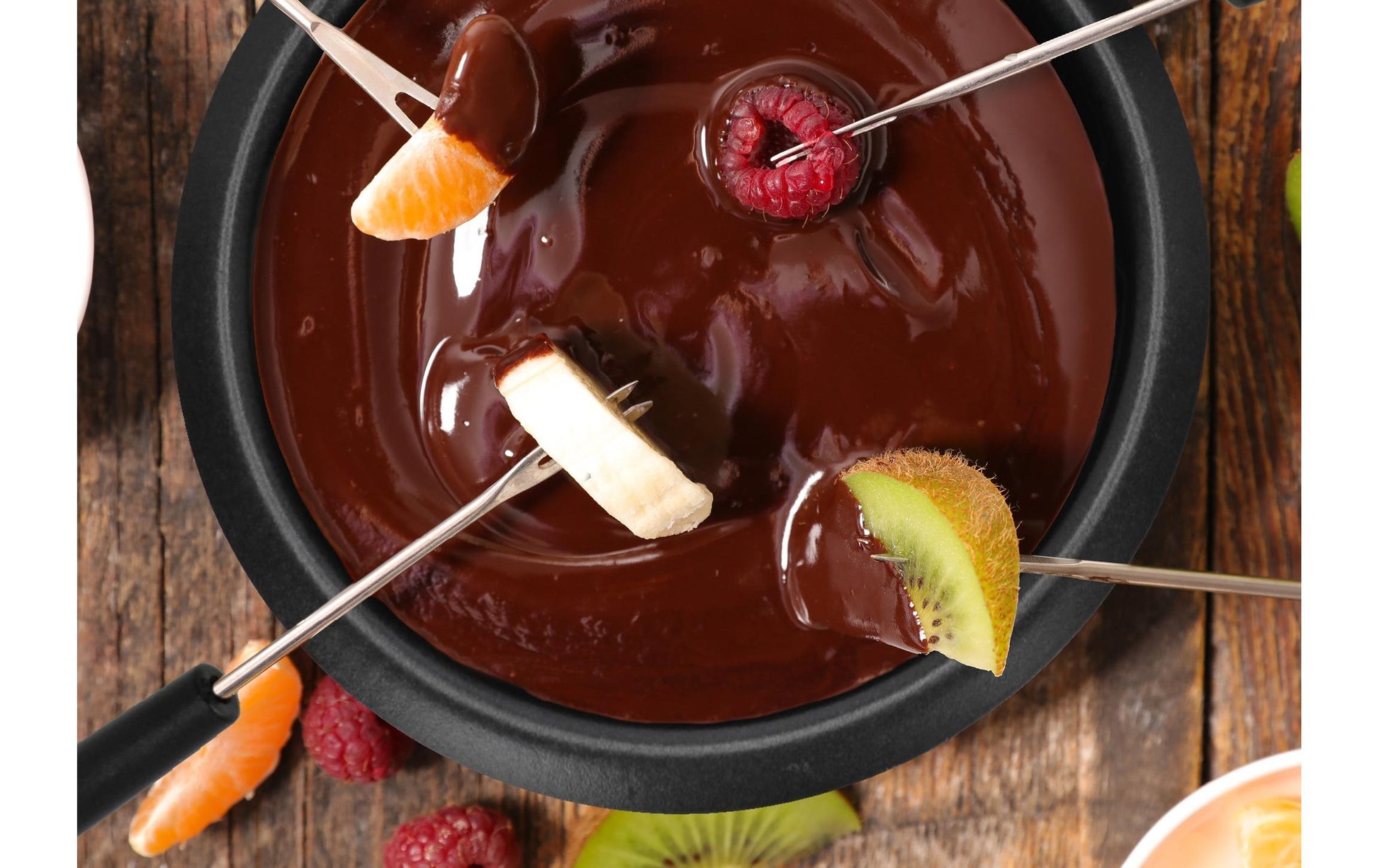 ADE Fondue-Set KG2352 – Kunststoff, 0,5 l, 6 Gabeln, netzbetrieben – schwarz/silber
