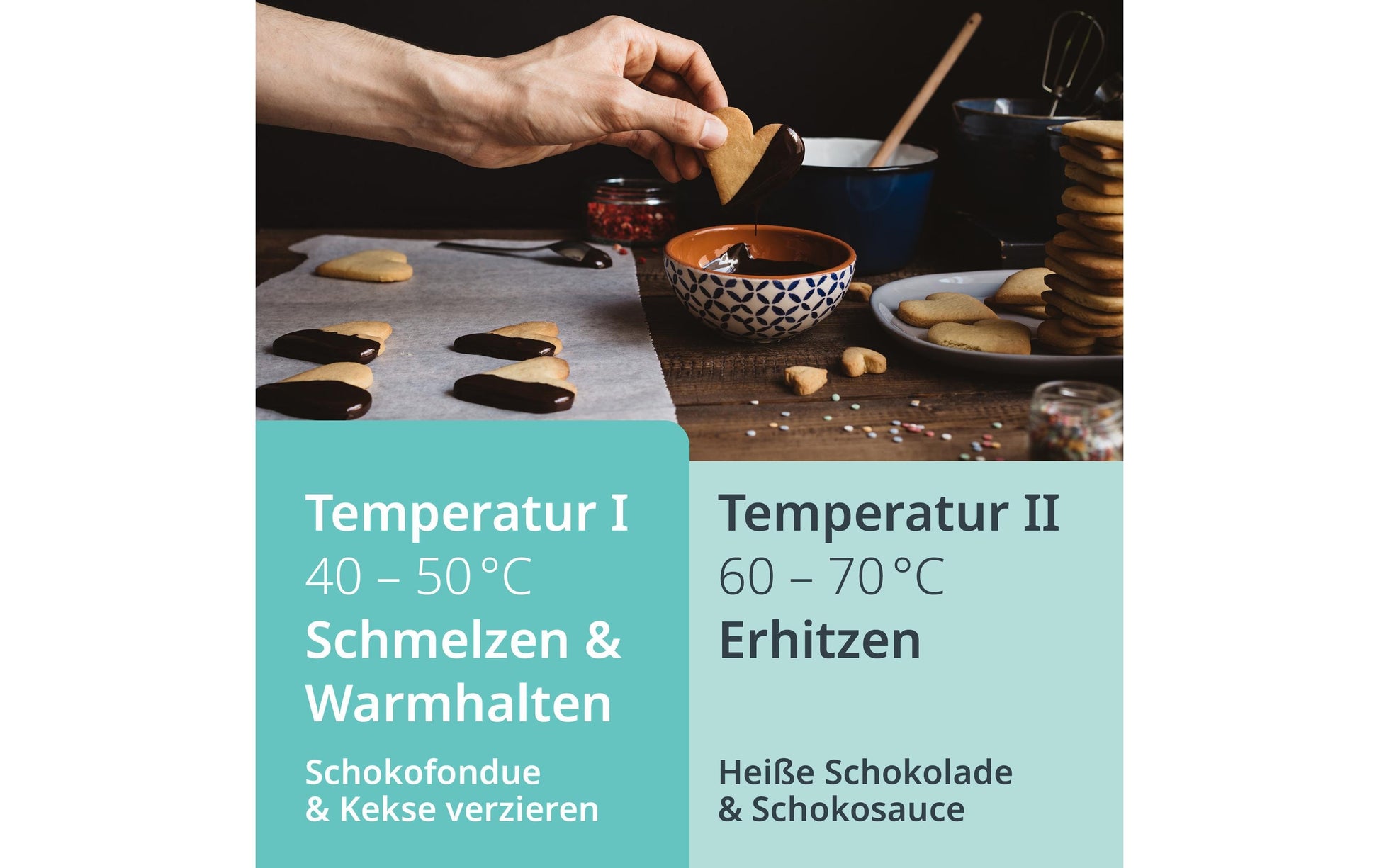 ADE Fondue-Set KG2352 – Kunststoff, 0,5 l, 6 Gabeln, netzbetrieben – schwarz/silber