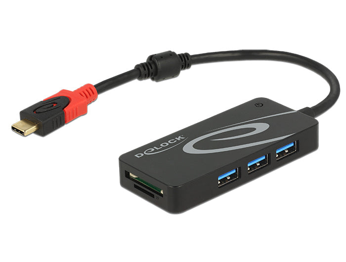 DeLOCK USB-Hub – USB-C, 3× USB-A, SD/microSD, für Windows/Mac/Linux