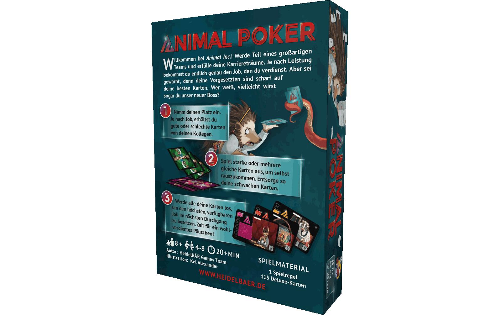 Heidelberger Spieleverlag Animal Poker – Kartenspiel, 4–8 Spieler, ab 8 Jahren, 20 Min., DE