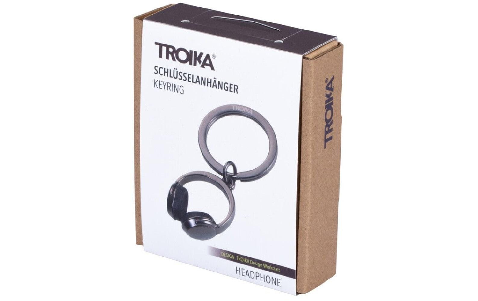 TROIKA Schlüsselanhänger Kopfhörer – Metall/Silikon, Grau, 70 × 25 × 13 mm, 6er-Pack