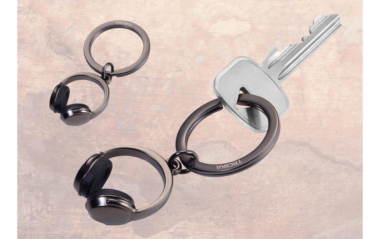 TROIKA Schlüsselanhänger Kopfhörer – Metall/Silikon, Grau, 70 × 25 × 13 mm, 6er-Pack