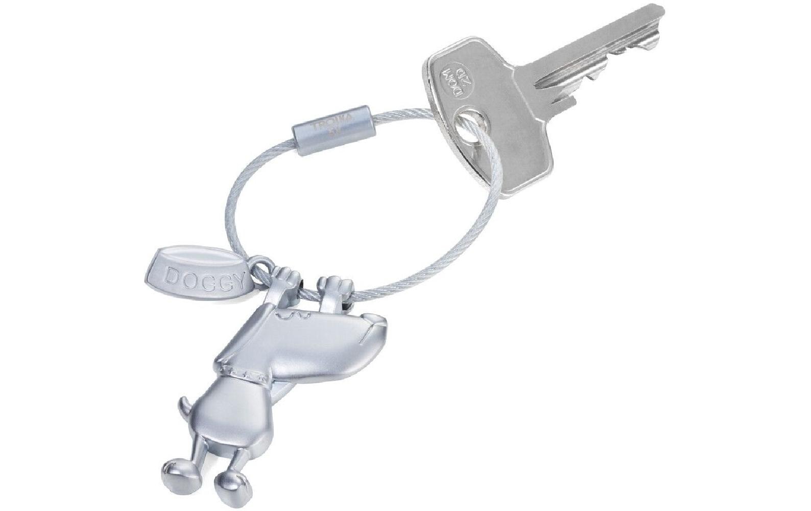 TROIKA Schlüsselanhänger Hund – Metall, Silber matt, 88 × 49 × 6 mm, 6er-Pack