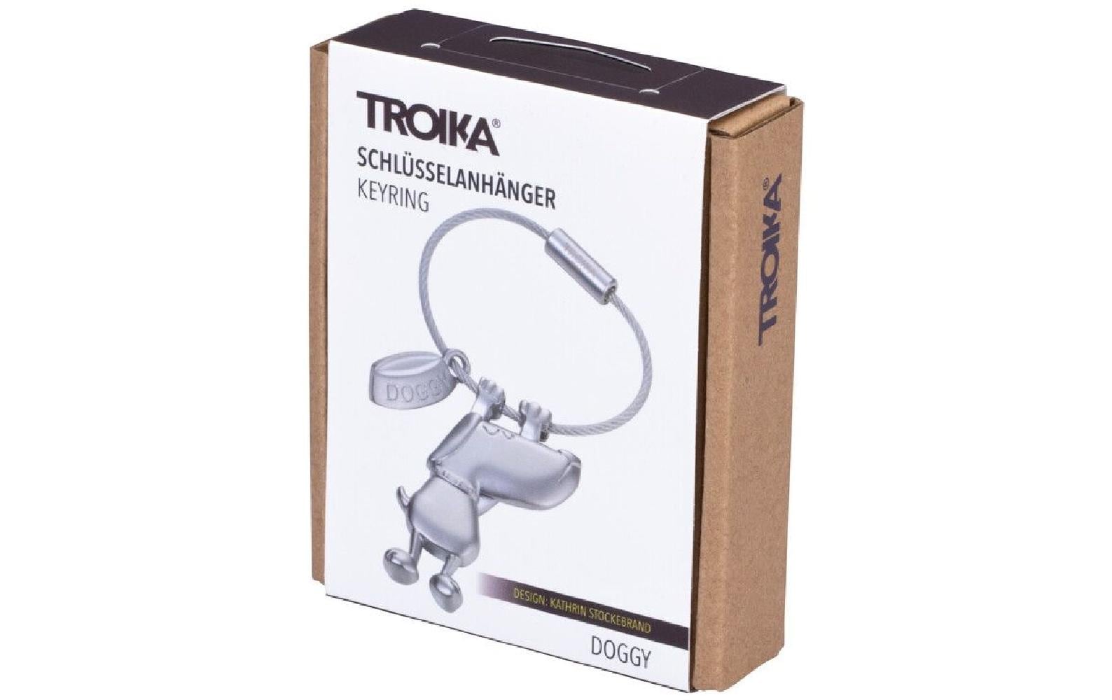 TROIKA Schlüsselanhänger Hund – Metall, Silber matt, 88 × 49 × 6 mm, 6er-Pack