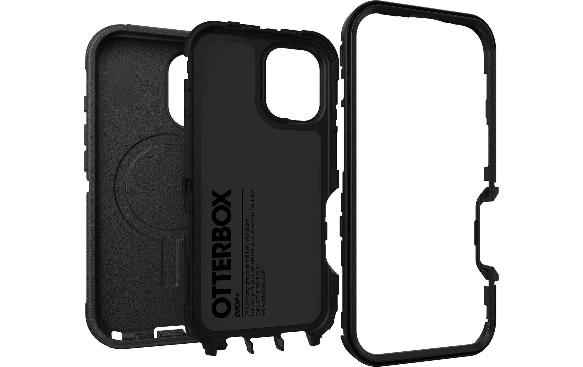 OtterBox Rugged-Case – für Apple iPhone 16, MagSafe, Gummi, Schwarz, Gurtclip