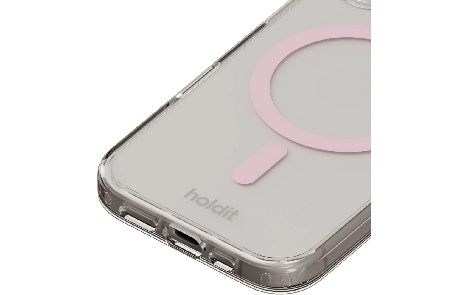 HoldIt Backcover – für Apple iPhone 16 – pink/transparent – MagSafe-kompatibel