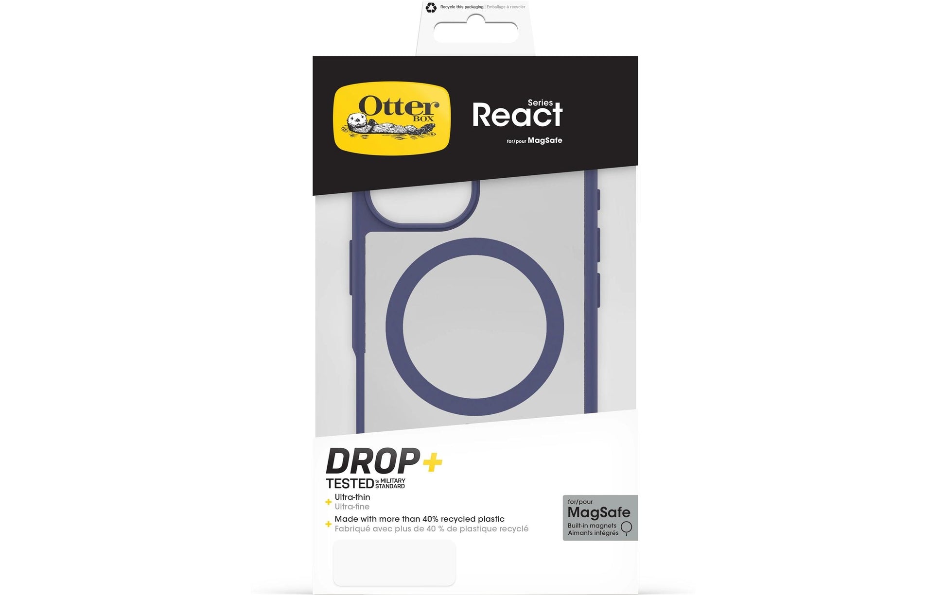 OtterBox React Backcover – für Apple iPhone 16, MagSafe, PC, Transparent/Violett