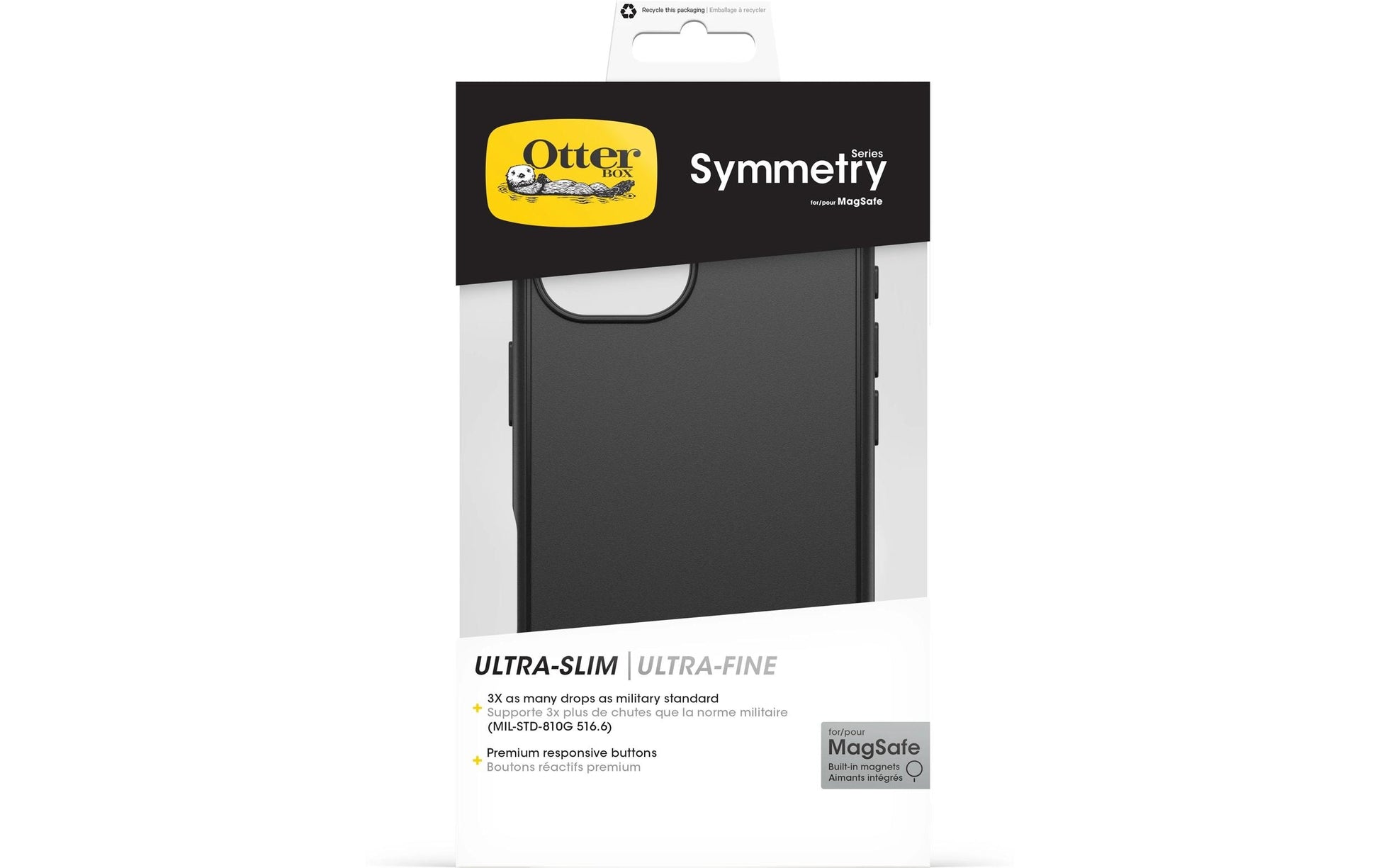 OtterBox Symmetry Backcover – für Apple iPhone 16, MagSafe, Synthetik-Kautschuk, Schwarz