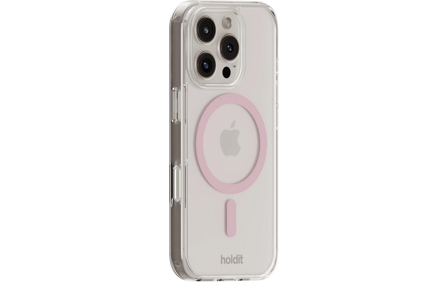Holdit – Backcover – für Apple iPhone 16 Pro – pink/transparent – MagSafe-kompatibel, mit Kartenfach