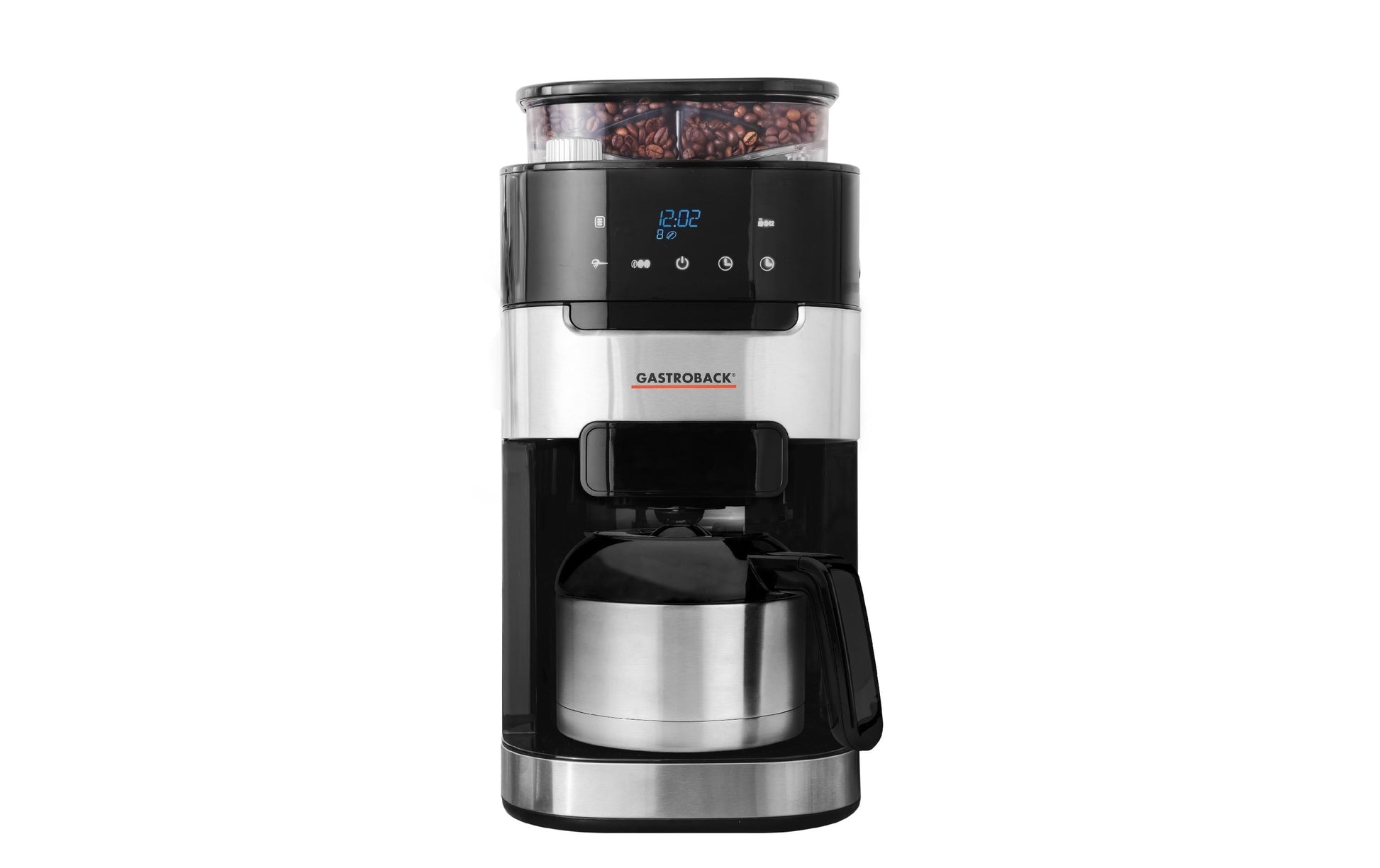 Gastroback Grind & Brew Pro Thermo 42711 S Filterkaffeemaschine – 8 Tassen, 1,0 l, Timer, Schwarz/Edelstahl