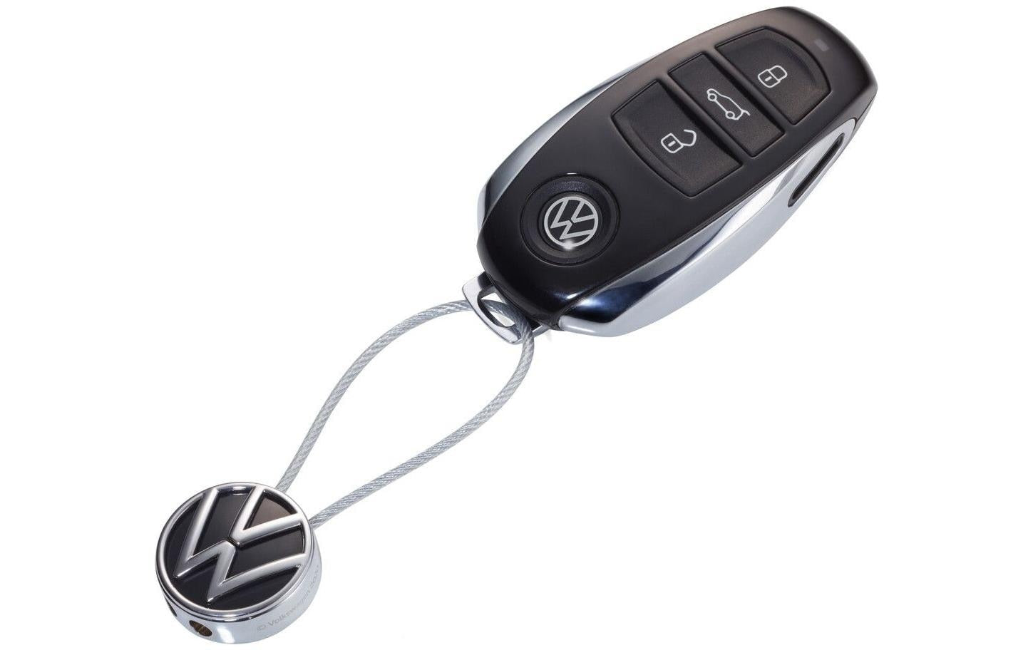 TROIKA Schlüsselanhänger VW Loop – Metall, Schwarz/Silber, 80 × 32 × 12 mm, 6er-Pack