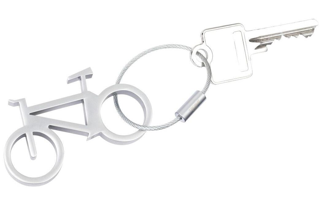 TROIKA Flaschenöffner-Schlüsselanhänger Fahrrad – Flaschenöffner, Aluminium, Silber, 6er-Pack